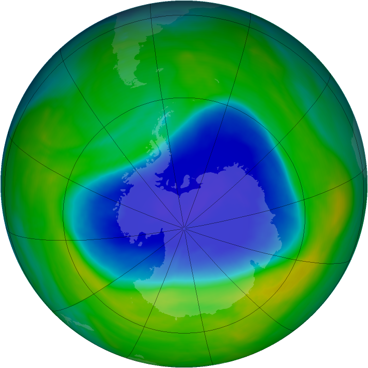 Antarctic ozone map for 09 November 2004
